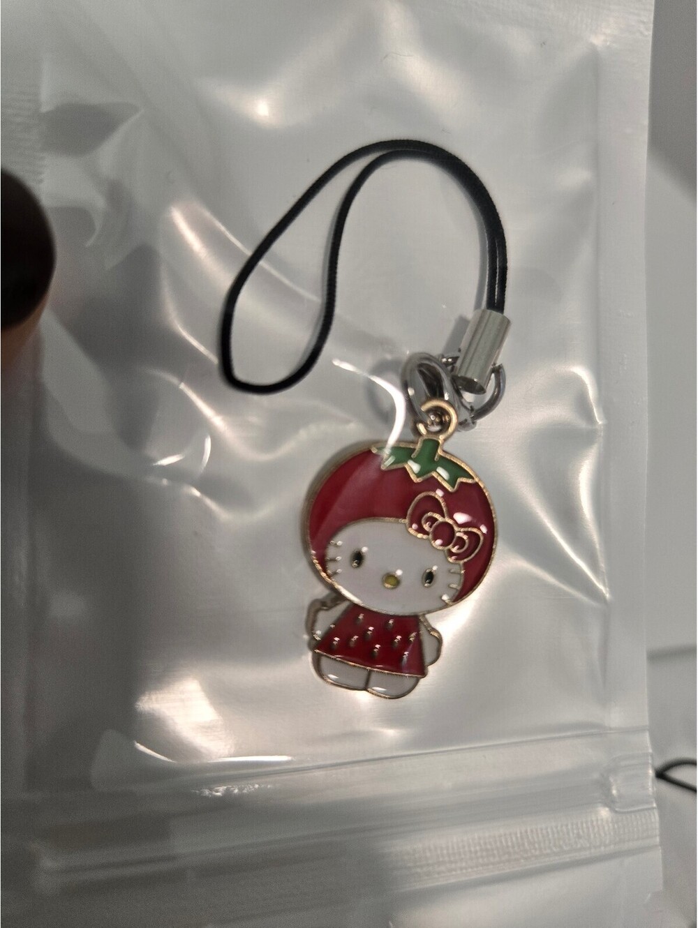 Hello Kitty red apple enamel phone charm